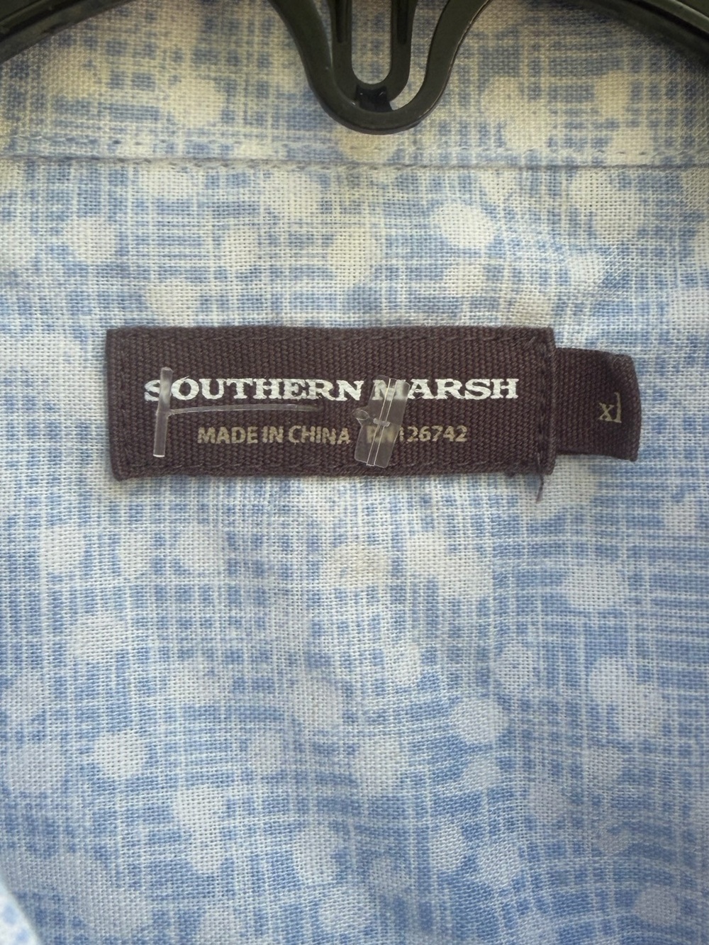 Southern Marsh Men’s XL Linen Blend Spotted Cotton Pattern Button Down Shirt F8 - Picture 5 of 8